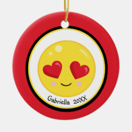 Personalized Heart Eyes Love Emoji Ornament