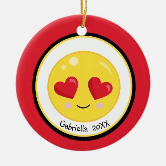 Personalized Heart Eyes Love Emoji Ornament (Voorkant)