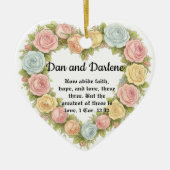 Personalized Heart Floral Bible Verse Ornament (Voorkant)