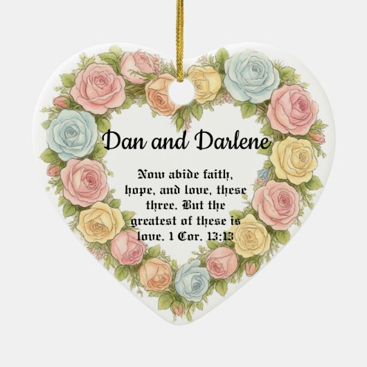 Personalized Heart Floral Bible Verse Ornament (Achterkant)