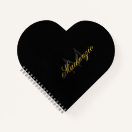 Personalized Heart Initials Heart Shaped Black Notitieboek