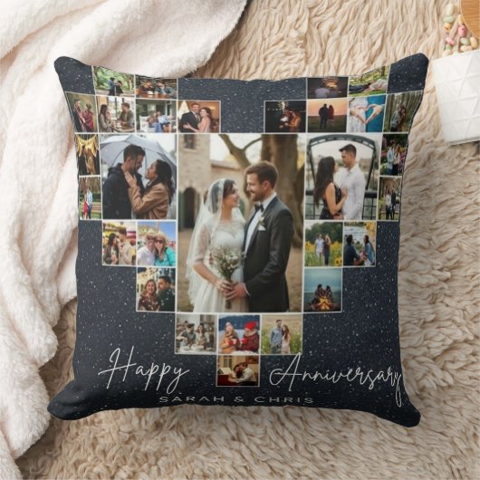 Personalized Heart Photo Collage Throw Pillow Kussen (Deken)