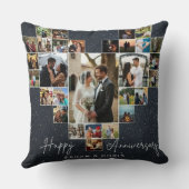 Personalized Heart Photo Collage Throw Pillow Kussen (Achterkant)
