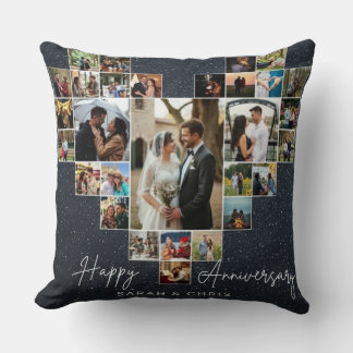 Personalized Heart Photo Collage Throw Pillow Kussen