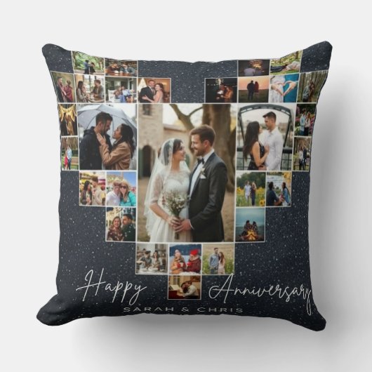Personalized Heart Photo Collage Throw Pillow Kussen (Voorkant)