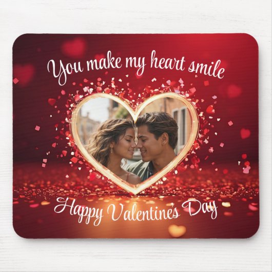 Personalized Heart Photo Frame Muismat (Voorkant)
