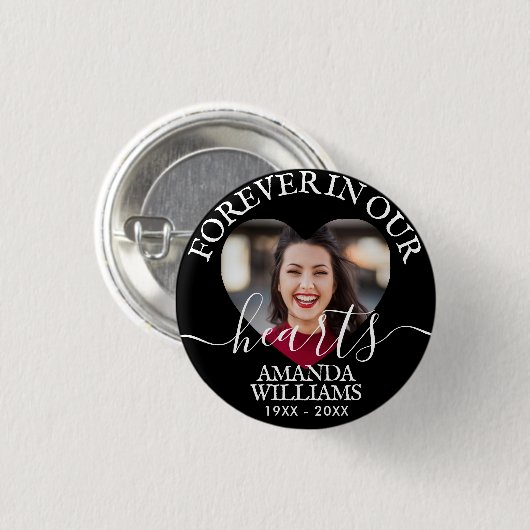 Personalized Heart Photo Memorial Ronde Button 3,2 Cm (Voorkant /achterkant)
