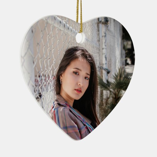 Personalized Heart Photo Ornament Birthday Message (Rechts)