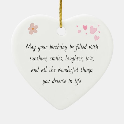 Personalized Heart Photo Ornament Birthday Message (Achterkant)