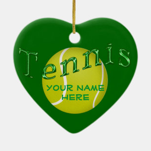 PERSONALIZED Heart Shaped Tennis Ornamies Keramisch Ornament