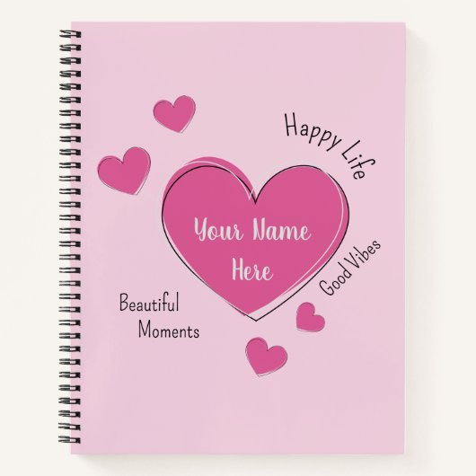 Personalized Hearts Spiral Notebook Sketchbook Notitieboek (Voorkant)