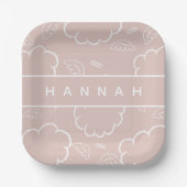 Personalized Heavenly Angel Halo Cloud  Pink   Papieren Bordje (Voorkant)