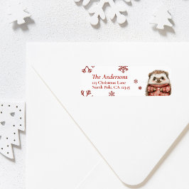 Personalized Hedgehog Christmas Return Label