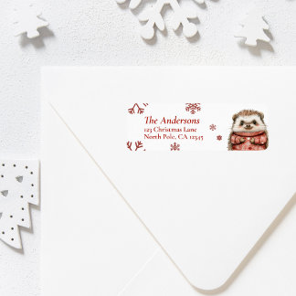 Personalized Hedgehog Christmas Return Label