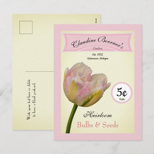 Personalized Heirloom Bulbs & Seeds Tulip Garden Feestdagenkaart (Voorkant / Achterkant)