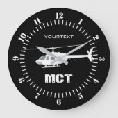 Personalized Helicopter Chopper Silhouette Grote Klok (Voorkant)