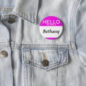 Personalized Hello My Name Is Custom Name Pink Ronde Button 5,7 Cm (In situ)