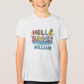 Personalized Hello Summer Family Matching Vacation Tri-Blend Shirt (Voorkant)