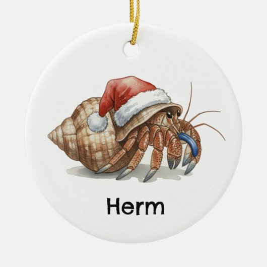 Personalized Hermit Crab at Christmas Keramisch Ornament (Voorkant)