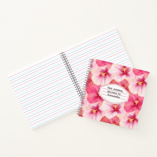 Personalized Hibiscus Floral Journal Notitieboek (Binnen)