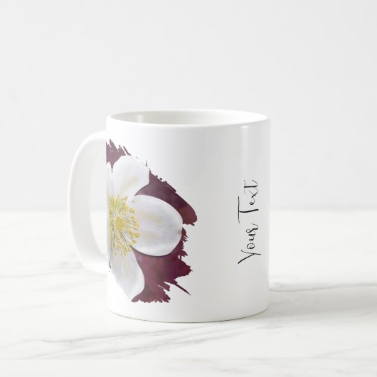 Personalized High-Poly Winter Rose Brushstroke Koffiemok (Voorkant links)