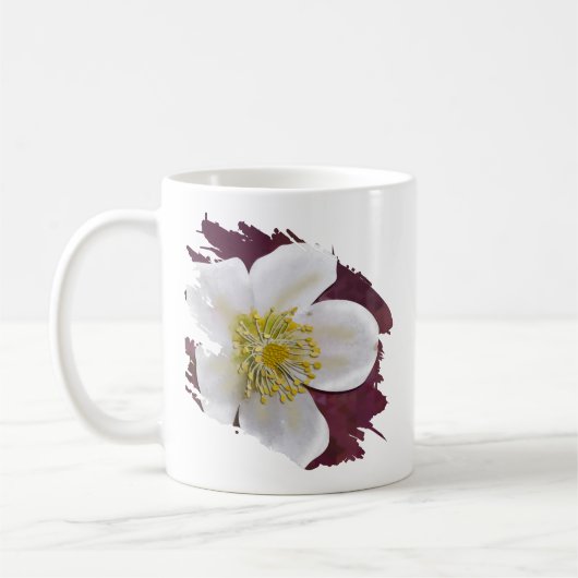 Personalized High-Poly Winter Rose Brushstroke Koffiemok (Links)