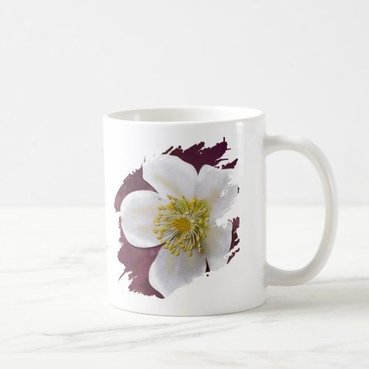 Personalized High-Poly Winter Rose Brushstroke Koffiemok (Rechts)