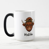 Personalized Highland cow messy bun  Magische Mok (Links)