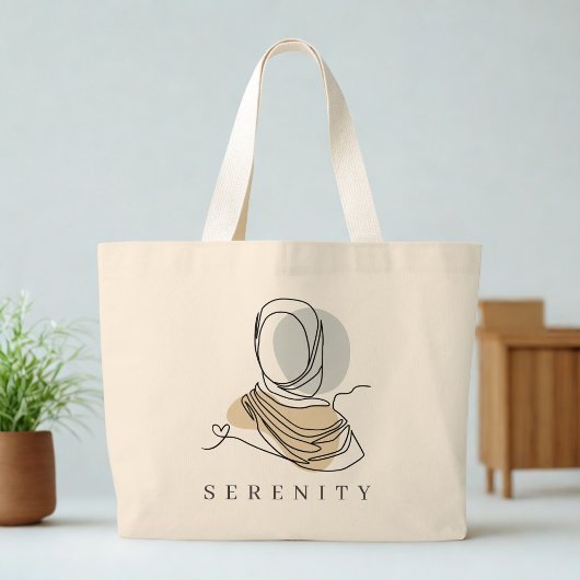 Personalized Hijab Line Art Tote | World Hijab Day Grote Tote Bag
