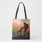 Personalized Hiker & Dog Mountain Sunset  Tote Bag (Voorkant)
