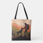 Personalized Hiker & Dog Mountain Sunset  Tote Bag (Achterkant)