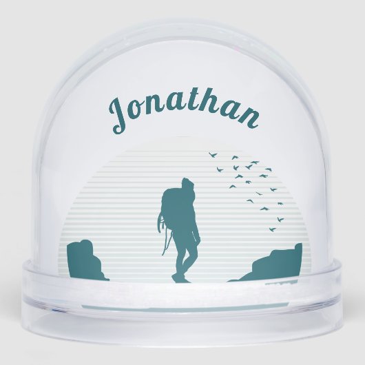 Personalized Hiker Silhouette Snow Globe Gift Sneeuwbol (Voorkant)
