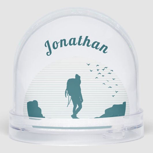Personalized Hiker Silhouette Snow Globe Gift Sneeuwbol (Achterkant)