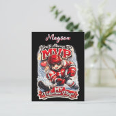 Personalized Hockey MVP My Valentine Player Briefkaart (Staand voorkant)