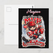 Personalized Hockey MVP My Valentine Player Briefkaart (Voorkant / Achterkant)