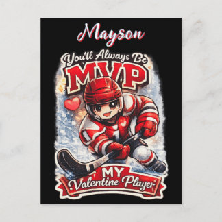Personalized Hockey MVP My Valentine Player Briefkaart