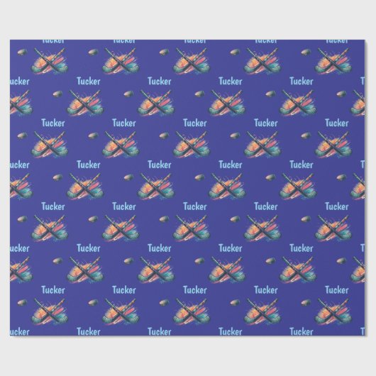 Personalized Hockey Name Wrapping Paper Roll Cadeaupapier (Vlak)