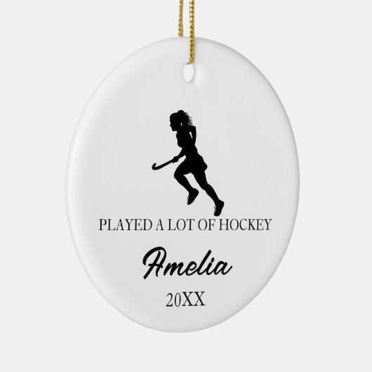 Personalized Hockey Ornament, Custom Sports  Keramisch Ornament (Rechts)