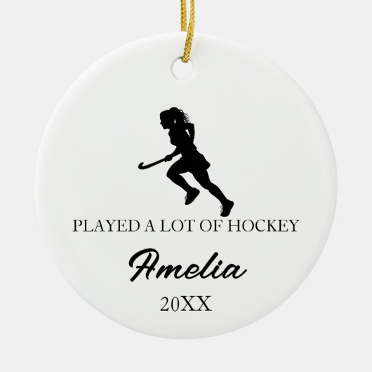 Personalized Hockey Ornament, Custom Sports  Keramisch Ornament (Voorkant)