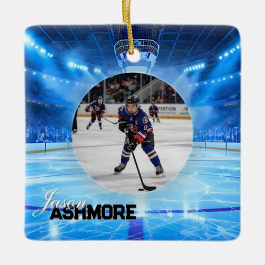 Personalized Hockey Photo  Keramisch Ornament (Voorkant)