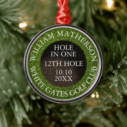 Personalized Hole in One Award Metalen Ornament (Boom)