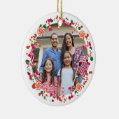 Personalized Holiday Candy Border Photo Keramisch Ornament (Rechts)