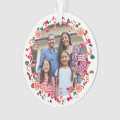 Personalized Holiday Candy Border Photo Ornament (voorkant)