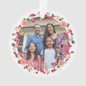 Personalized Holiday Candy Border Photo Ornament (voorkant)