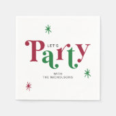 Personalized Holiday Let's Party Festive Servet (Voorkant)