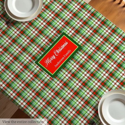 Personalized Holiday Tablecloth Elegant Red Green Tafelkleed
