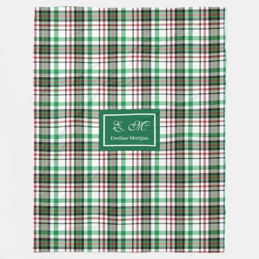 Personalized Holiday Throw Blanket Plaid Keepsake Fleece Deken (Voorkant)