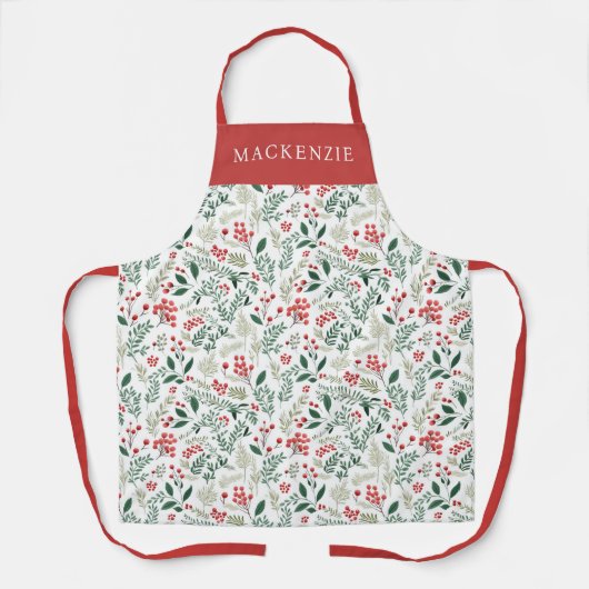 Personalized Holly Berries Greenery Pattern Schort (Voorkant)