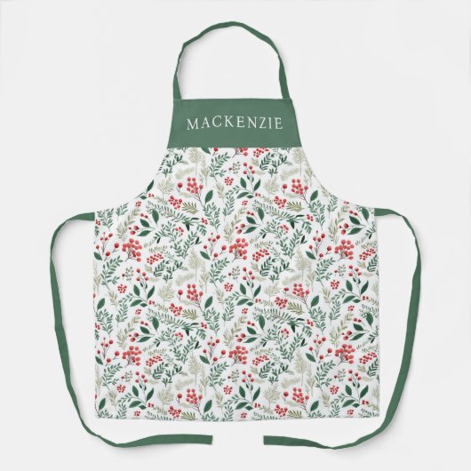 Personalized Holly Berries Greenery Pattern Schort (Voorkant)