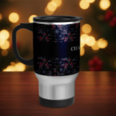 Personalized Holly Berry and Snowflakes Christmas Reisbeker